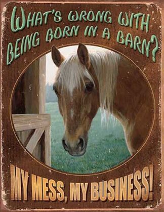 What's Wrong with Being Born in a Barn? Tin Sign