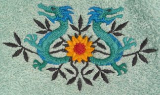 Two Dragons Flowers Bath Towel