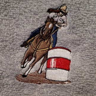 Female Barrel Racer Horse Embroidered Bath Towels