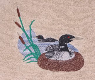 Loons Bath Hand Towels Embroidered