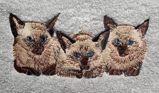 Siamese Cats Embroidered Bath Towels
