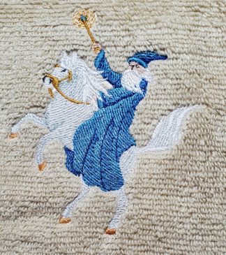 Wizard On A White Horse Embroidered Bath Towels