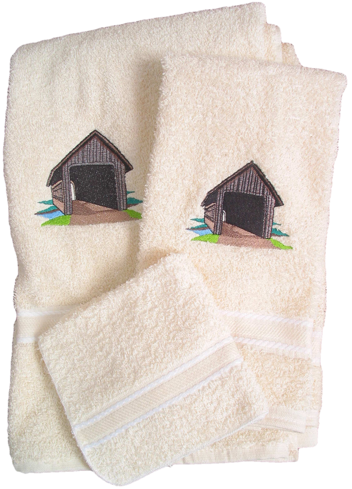 Wood Covered Bridge Front Bath Towels - Wash, Hand, Bath - Image 2