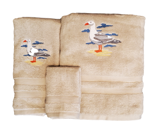 Seagull Embroidered Bath Towels