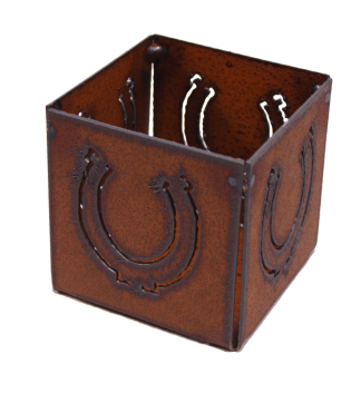 Rustic Metal Horseshoe Candle Holder