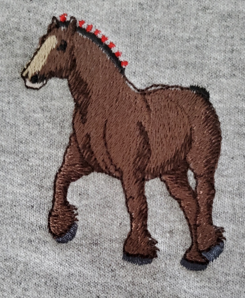 Embroidered Decorated Draft Horse Sweatshirt