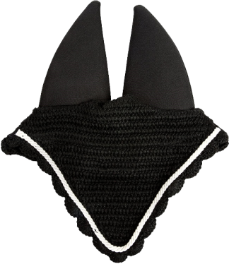 Crochet Horse Fly Veil with Noise Reducing Ears, Black