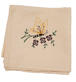 Butterfly and Flowers Flour Sack Dish Towel