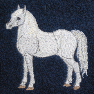 White Welsh Mountain Pony Embroidered Bath Towels