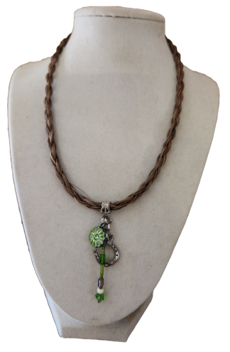 Horse Hair Choker with Horseshoe, Flower and Bead Charms