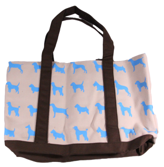 Canvas Bag Blue Dog Print Beach Tote