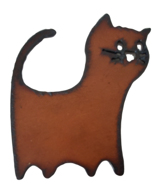 Rustic Metal Comic Cat Magnet