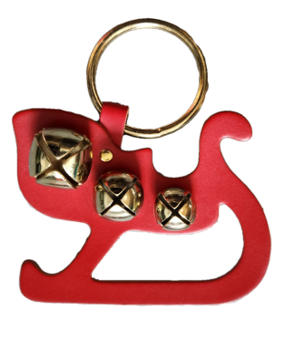 Classic Bells Leather Sleigh Door Knob Hanger with Bells