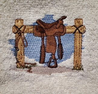 Western Saddle Embroidered Bath Towels - Wash, Hand, Bath