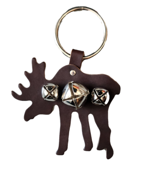 Leather Moose Door Knob Hanger with Three Bells