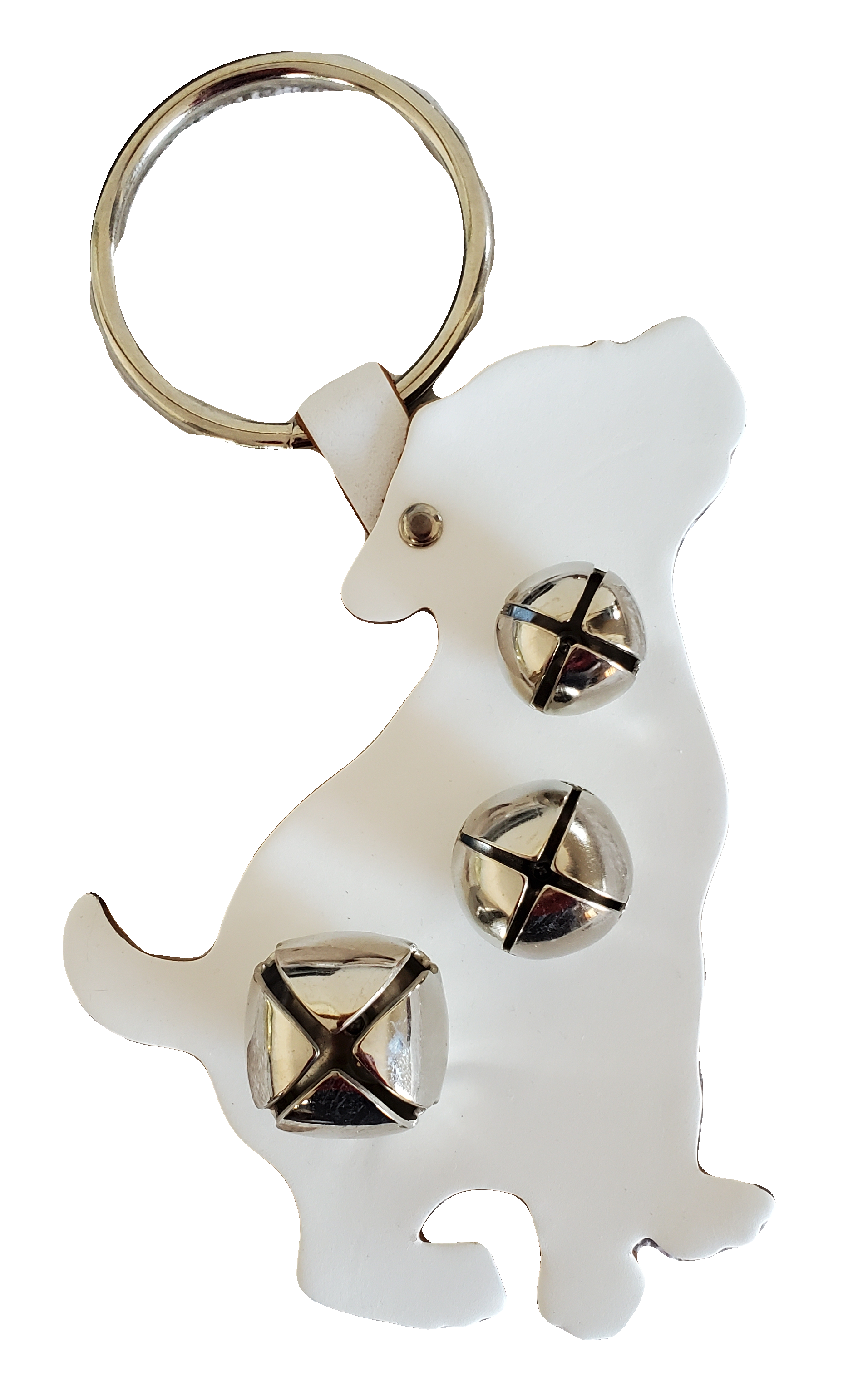 Classic Bells Leather Sitting Dog Door Knob Hanger with Bells