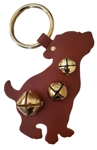 Classic Bells Leather Sitting Dog Door Knob Hanger with Bells
