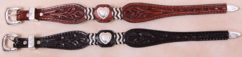 Leather bracelet with heart concho and rawhide