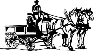 Team of Draft Horses & Wagon Black Decal - Outdoor Safe
