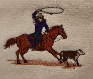 Horse and Rider Calf Roping Embroidered Bath Towels – Wash, Hand, Bath