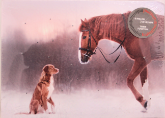 Oak Street Lighted Canvas w/Timer - Horse and Dog (8x6 Tabletop)