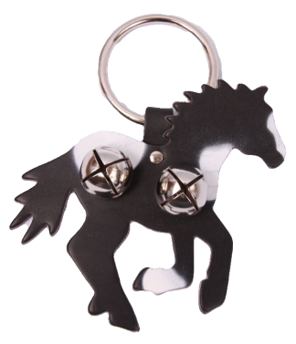 Leather Running Horse Door Knob Hanger with Bells - Paint