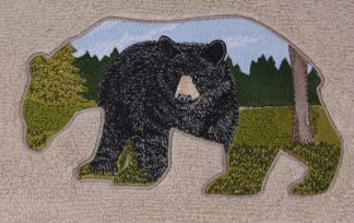 Black Bear Outline Embroidered Bath Towels