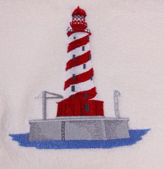 White Shoal Lighthouse Embroidered Cotton Bath Towels