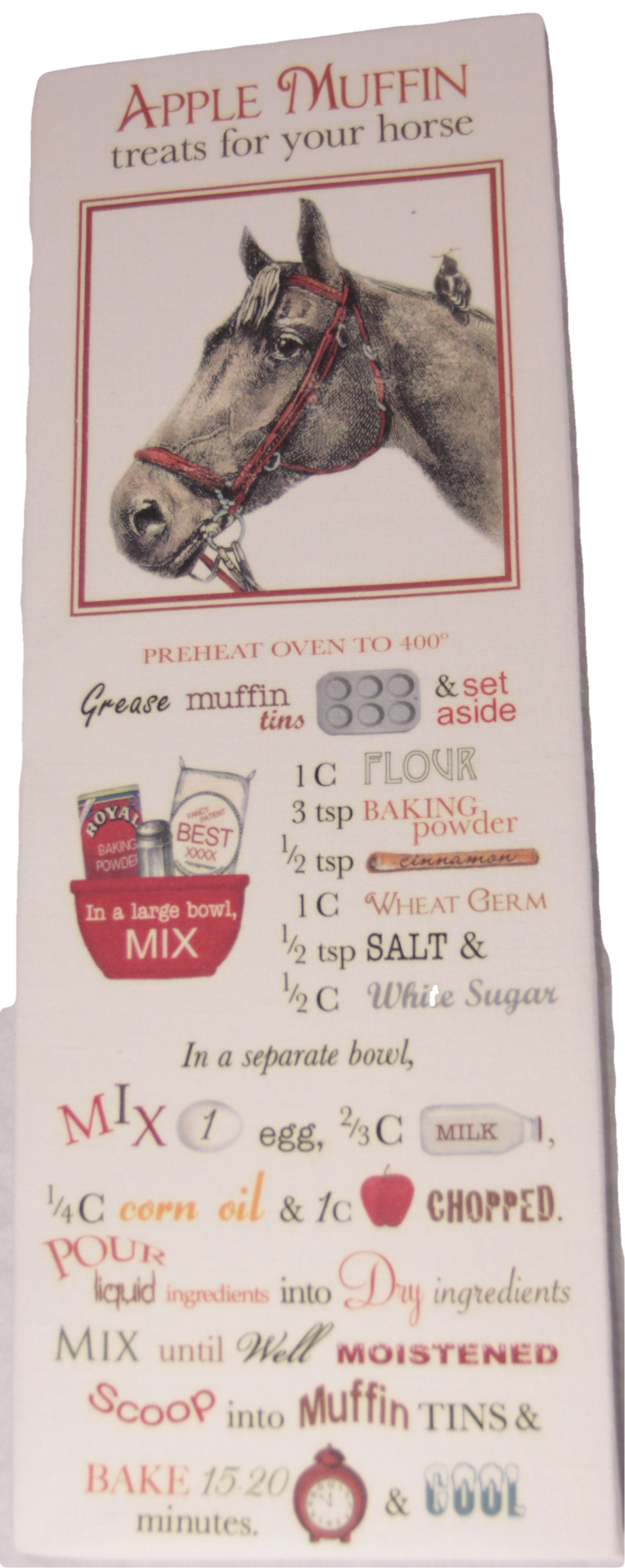 Apple Muffin Treats for Your Horse Printed Flour Sack Dish Towel