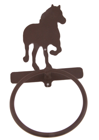 Antique Brown Metal Draft Horse Towel Ring