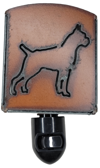 Rustic Metal Boxer Dog Night Light