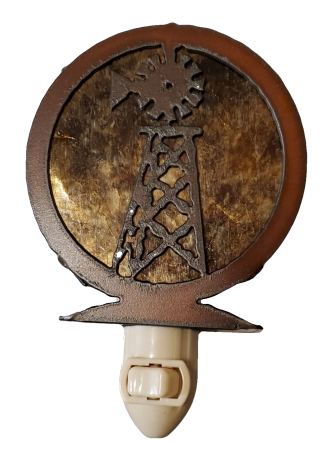 Rustic Metal Windmill Night Light
