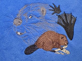 Beaver with Paw Print Embroidered Fleece Throw – Various Colors