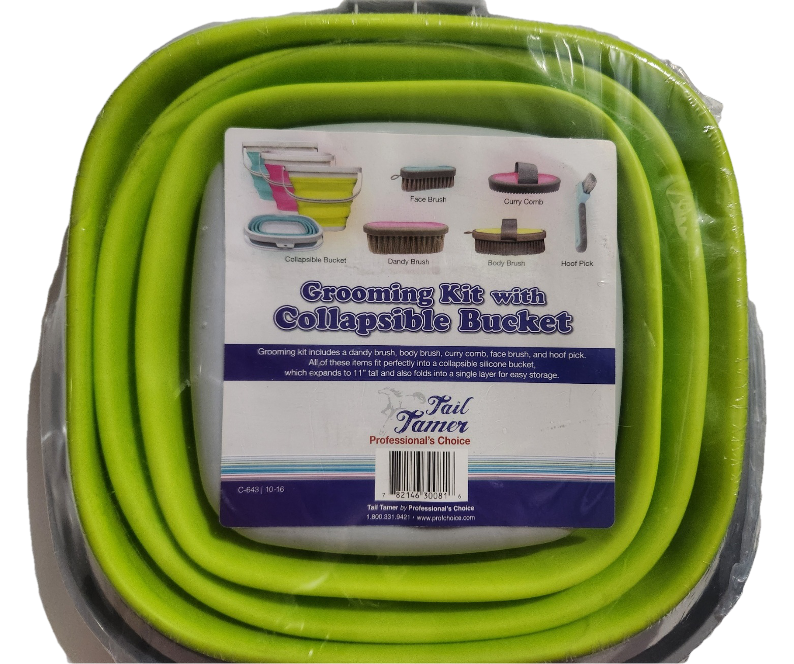 Tail Tamer Grooming Kit with Collapsible Bucket - Bright Green