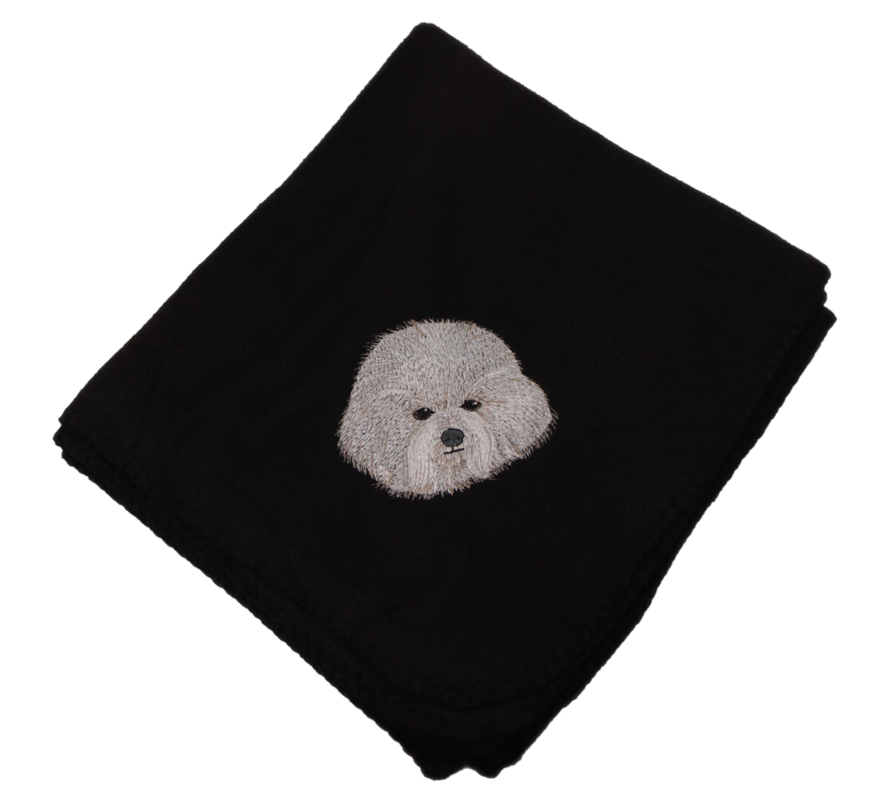 Bichon Dog Face Embroidered Fleece Throw