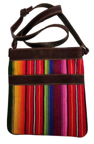 Ladies' Blanket Design Purse with Suede Trim