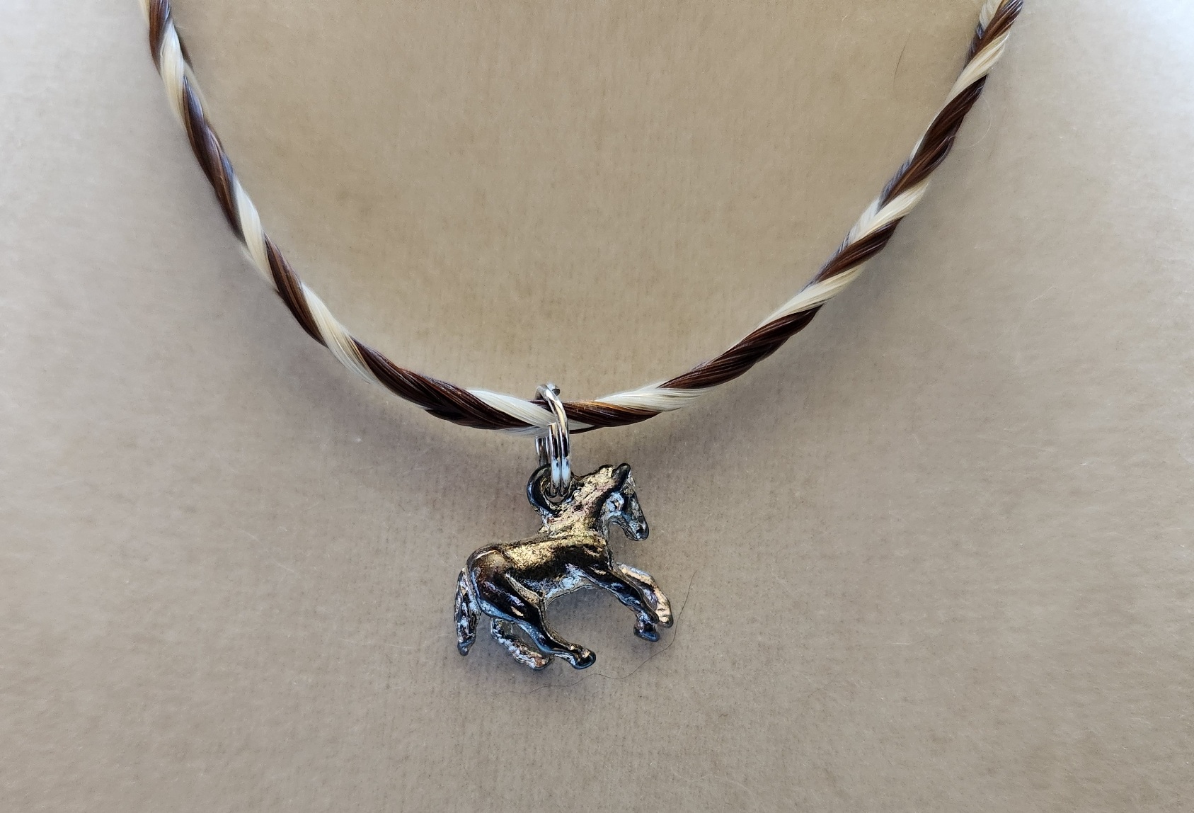 Two Color Horse Hair Choker with Horse Charm