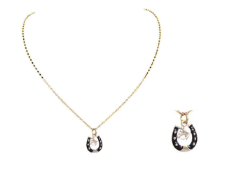 Exselle Horse Head and Horseshoe Pendant - Gold