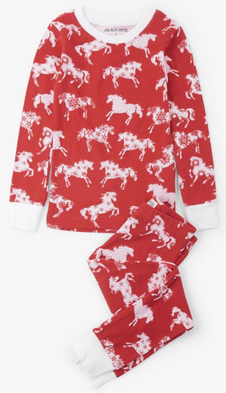 Little Blue House Horse Snowflake Kids Pajama Set