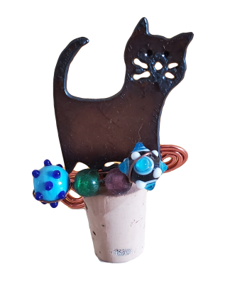 Rustic Iron Cat/Cow Wine Bottle Stopper