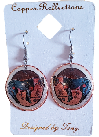 Copper Reflections Earrings Horse Design