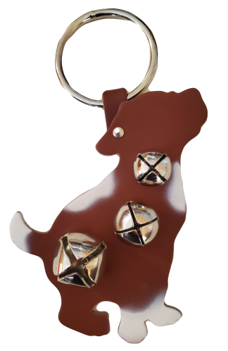 Classic Bells Leather Spotted Dog Door Knob Hanger with Bells