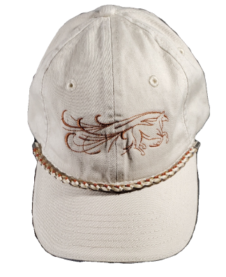 Galloping Horse Embroidered Cap with Horse Hair Braid