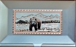 Grizzly Bear Copper Accent Business Card Holder