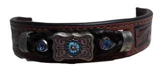 Leather Horse Hair Bracelet with Rhinestone Concho