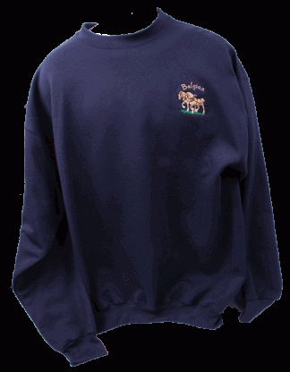 Custom Embroidered Belgian Draft Horse Team on Crew Neck Sweatshirt