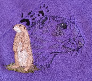 Prairie Dog with Paw Print Embroidered Fleece Throw