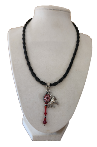 Horse Hair Choker with Horse, Flower and Bead Charms