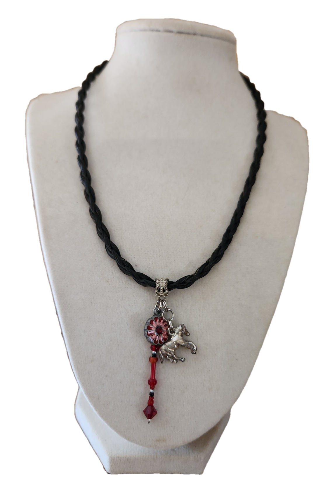 Horse Hair Choker with Horse, Flower and Bead Charms