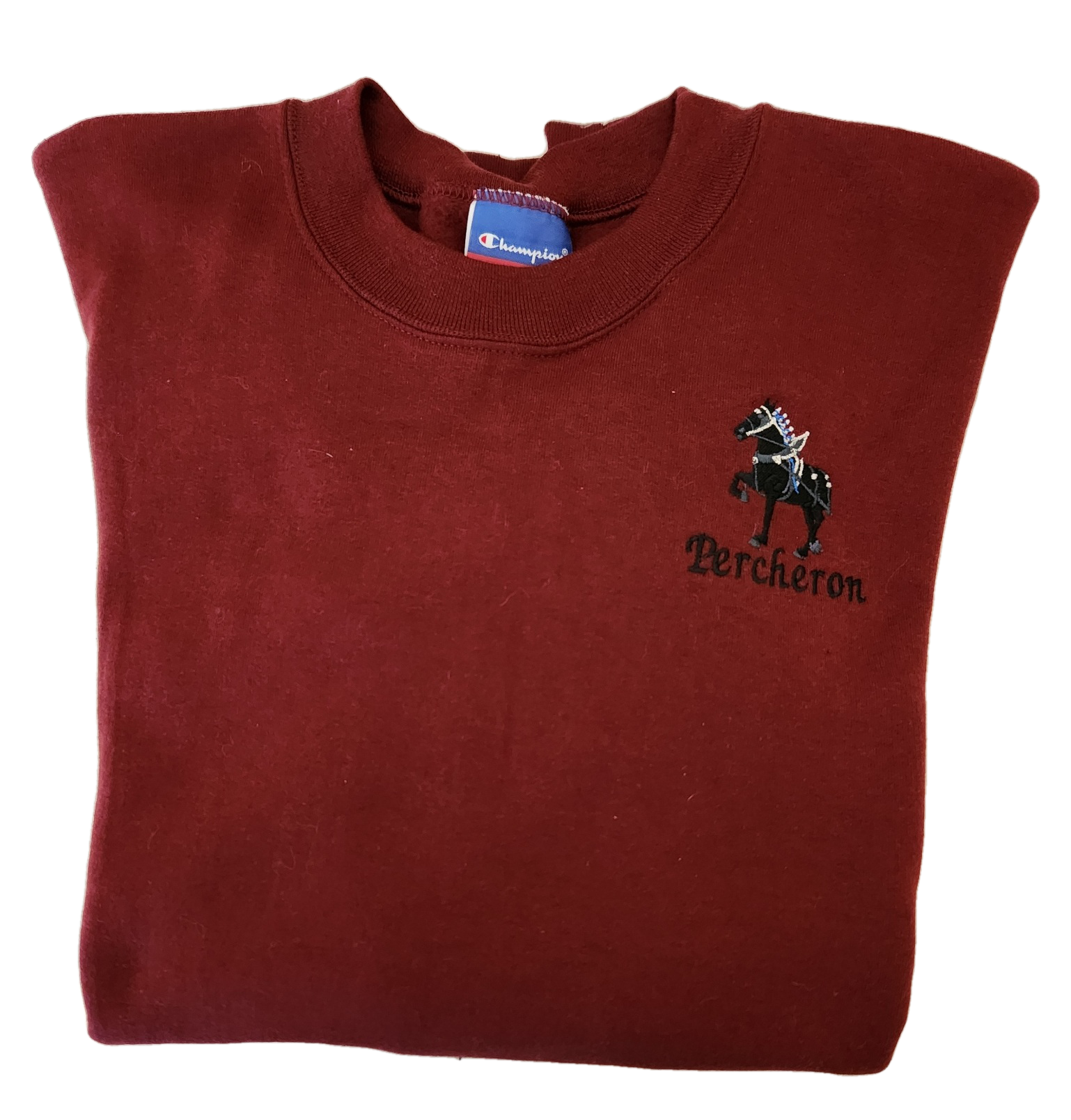 Custom Embroidered Black Show Percheron Horse on Crew Neck Sweatshirt